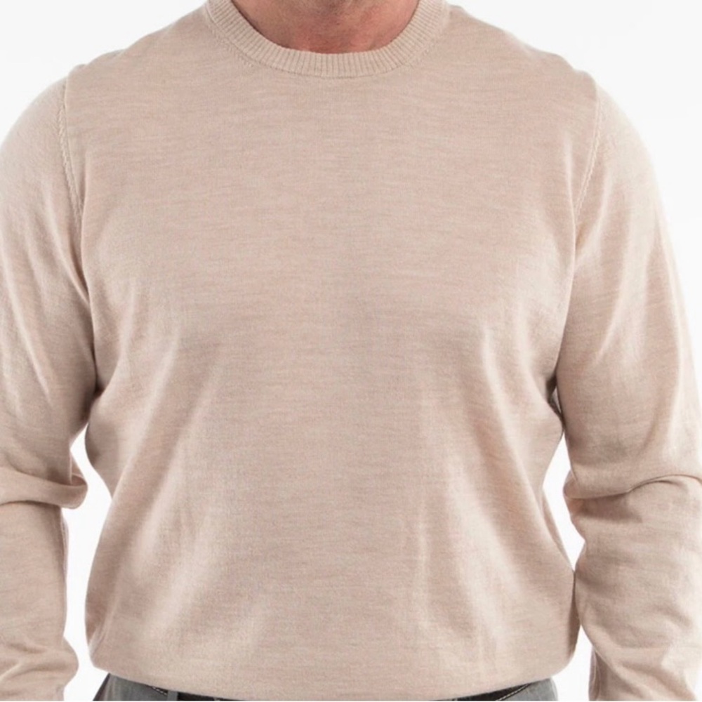 Bobby Jones Ultra Light Men's Tan 100% Merino wool Crewneck Sweater NEW Size Med